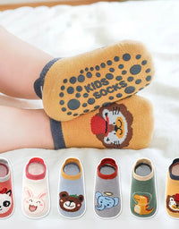 6 Pairs Kids Cotton Socks Cute Cartoon Animal Pattern Comfy Breathable Baby Non-slip Floor Socks
