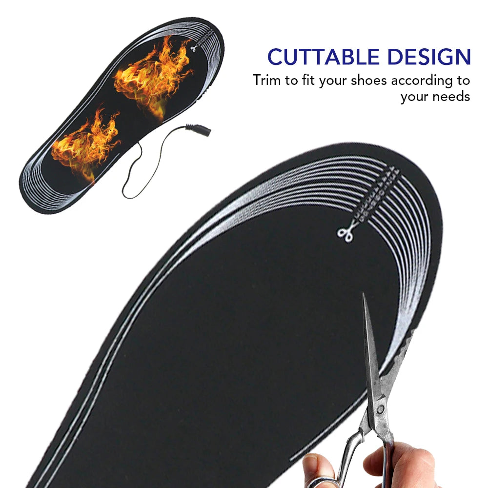 Heated Insole for Men Women Cuttable USB Powered Electric Heating Shoe Inserts Foot Warmers for Winter Camping Skiing Cycling