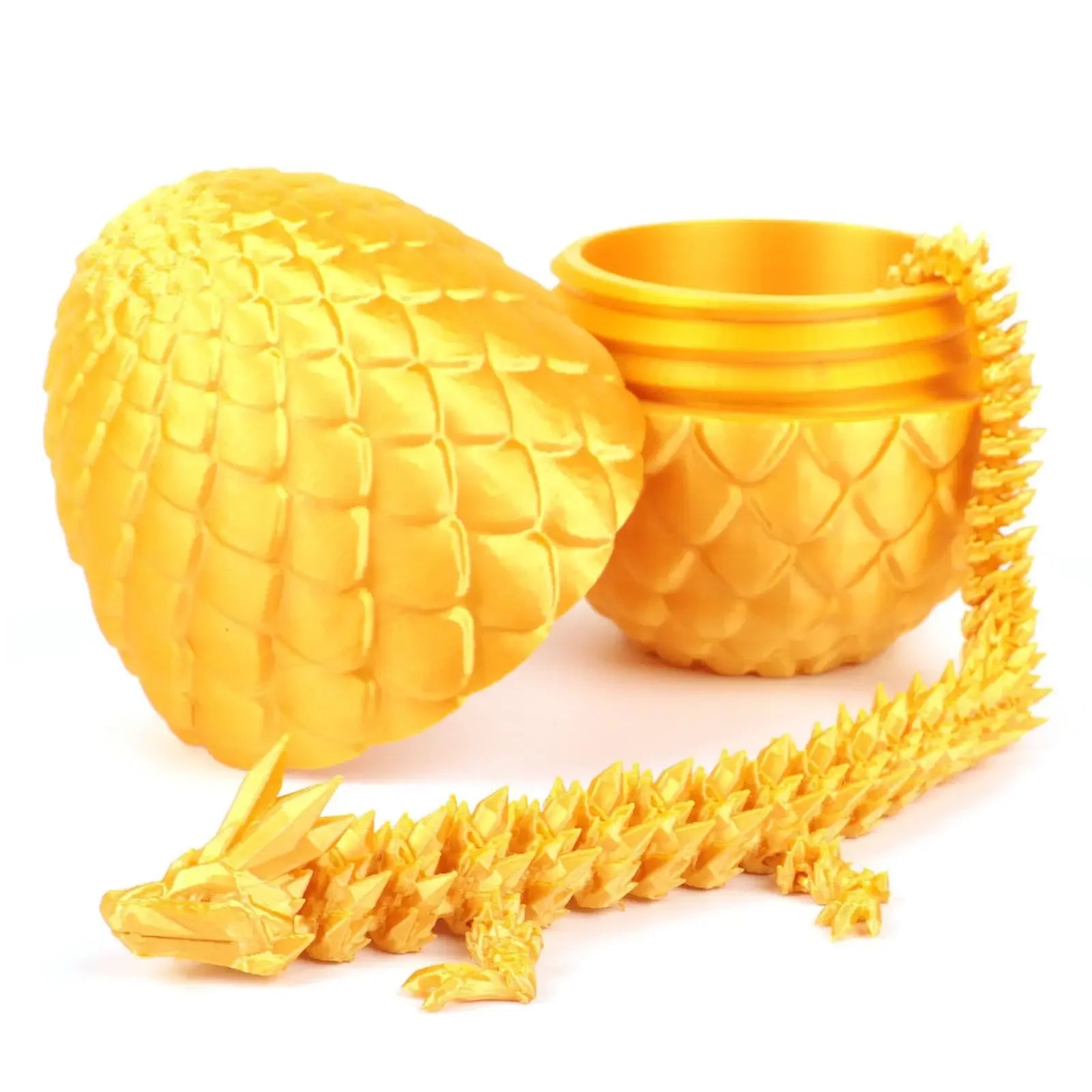 3D Printed Dragon Egg with Dragon Full Articulated Dragon Modle Movable Rotatable Articulated Desktop Ornament Kid Toy