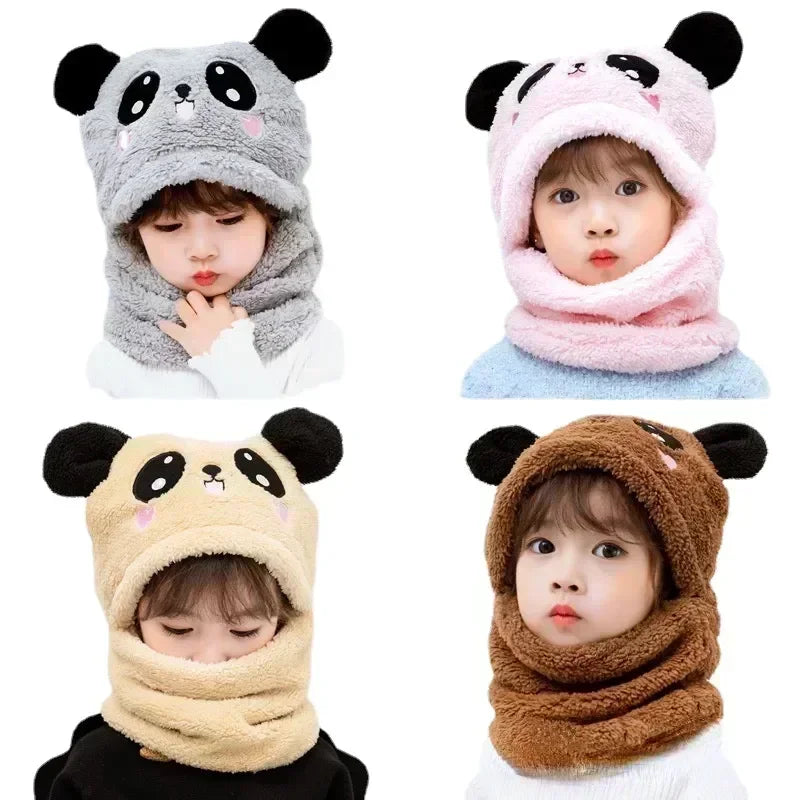 Hat for Girls Boys Scarf Thicken Cap Winter Hat for Kids Newborn Baby Stuff Children Hat Plus Fleece Kids Caps 1-18Years