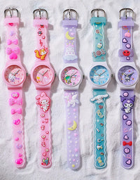 New Sanrio Silicone Watch Kawaii Cartoon Cinnamoroll Hello Kitty Melody Kuromi Quartz Watches Cute Anime Birthday Gifts for Kids
