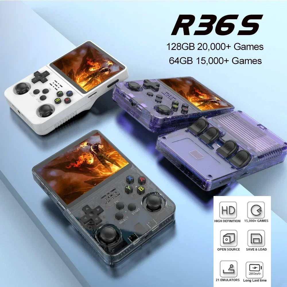 R36S Retro Video Game Console Linux System 3.5 Inch IPS Screen Portable Pocket Player 64GB 128G Games best Kids gifts