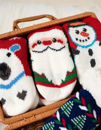 Winter Kids Cartoon Christmas Socks Boys Girls Thicken Cotton Warm Floor Children Sock Non-Slip Thermal Cute Family Socks
