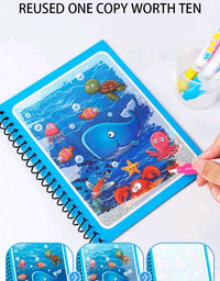 Children Early Education Toys Magical Book with Pen Water Drawing Montessori Toys Gift Reusable Coloring Book Magic Drawing Book
