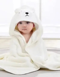 Toddler Bathrobe Infant Bath Towel Boy Girl Blankets Swaddle With Hood Cartoon Coral Fleece Towel Blanket Newborn Kids Bedding
