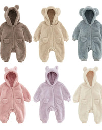 0-2Y Newborn Baby Rompers Spring Autumn Warm Fleece Baby Boys Costume Baby Girls Clothing Animal Overall Baby Outwear Jumpsuits
