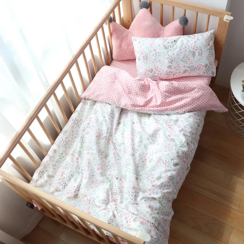 3 Pcs Baby Crib Bedding Set Cotton Bed Linens Boy Girl Cot kit Include Pillowcase Sheet Duvet Cover Children Room Decoration