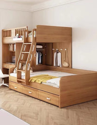 Hot selling youth bedroom furniture bright color unique modeling kids loft bed children wood bunk bed with desk
