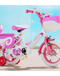 2-3-5-6-7-8-9 Years Old Children's Bicycle Girl and Boy Kids Bike Flash Auxiliary Wheel Adjustable Pink
