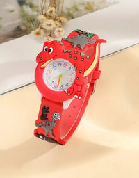 Kids Cartoon 3D Dinosaur Silicone Quartz Watch Student Watch
