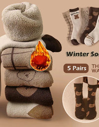 5 Pairs Baby Socks Winter Socks Thick Thermal Warm Socks Kids Cartoon Bear Cotton Socks For Boys Infant Snow Boot Calf Sock
