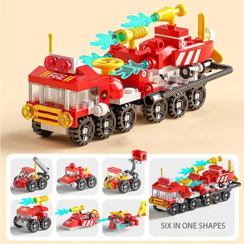 Children's puzzle assembly blocks  fire trucks  police cars  ambulances  planes  tanks  boys  birthday gift models  ornaments