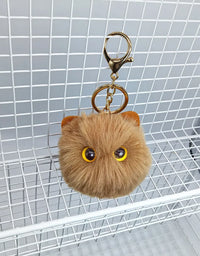 Black Plush Cat Keychain for Women Soft Faux Fur Ball Kitten Keyring Bag Pendant Car Key Chain Girl Kids Couple Gift
