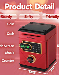 Electronic Touch Screen Piggy Bank Safety Password Mini Intelligent Music Counting Money Coin Bank ATM Banks Toys For Kids Gift
