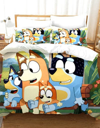 Bluey Kids Bedding Set Kawaii Cartoon Dog Duvet Cover Anime Bingo Pillowcase Kids Comfortable Bed Set Full Twin Queen King
