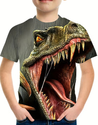 Children's Clothing Boys Tshirt Short Sleeve Child T-Shirt 3D Dinosaur Print Casual Kids Summer Clothes Girls Clothes Tops Tee
