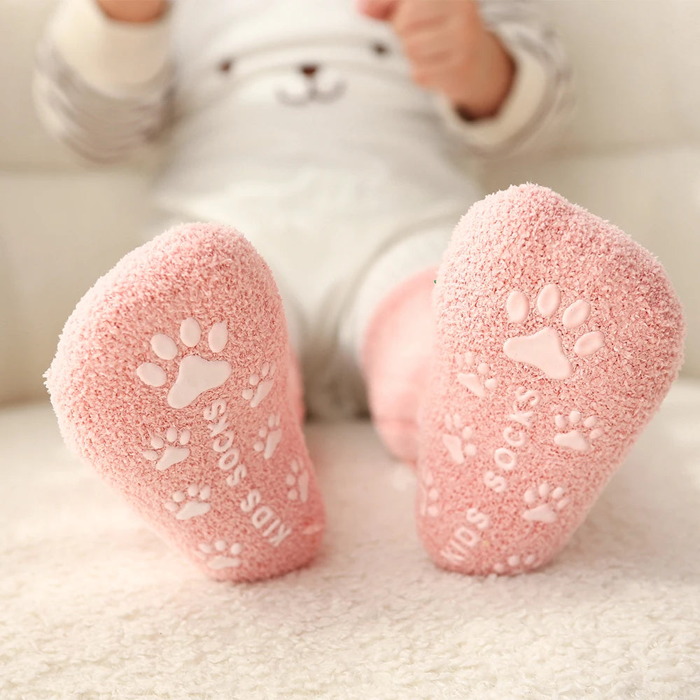 Kids Socks Thick Cold Winter Socks Super Warm Baby Snow Socks Christmas Gifts Coral Fleece Silicone Non-slip Floor Socks