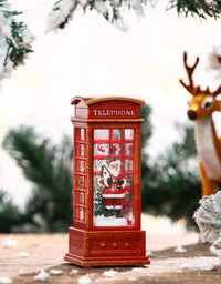 Christmas Decorations Snow Globe Lantern Telephone Booth Designed Christmas Luminous Ornament for Bar KTV Decoration Snow Globe
