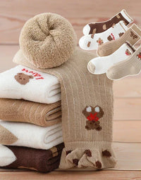 5 Pairs Warm Plush Kids Socks Autumn And Winter Plush Thicken Toddler Boys Girls Cotton Socks 1 to 12 Years Children Socks
