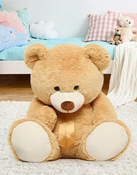 Tezituor Big Teddy Bear,52'' Giant Stuffed Animal Plush,Light Brown Soft Gifts for Valentine, Christmas, Birthday.
