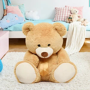 Tezituor Big Teddy Bear,52'' Giant Stuffed Animal Plush,Light Brown Soft Gifts for Valentine, Christmas, Birthday.