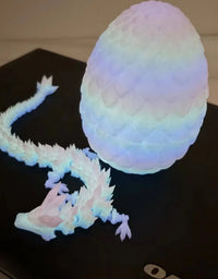 3D Printed Dragon Egg with Dragon Full Articulated Dragon Modle Movable Rotatable Articulated Desktop Ornament Kid Toy
