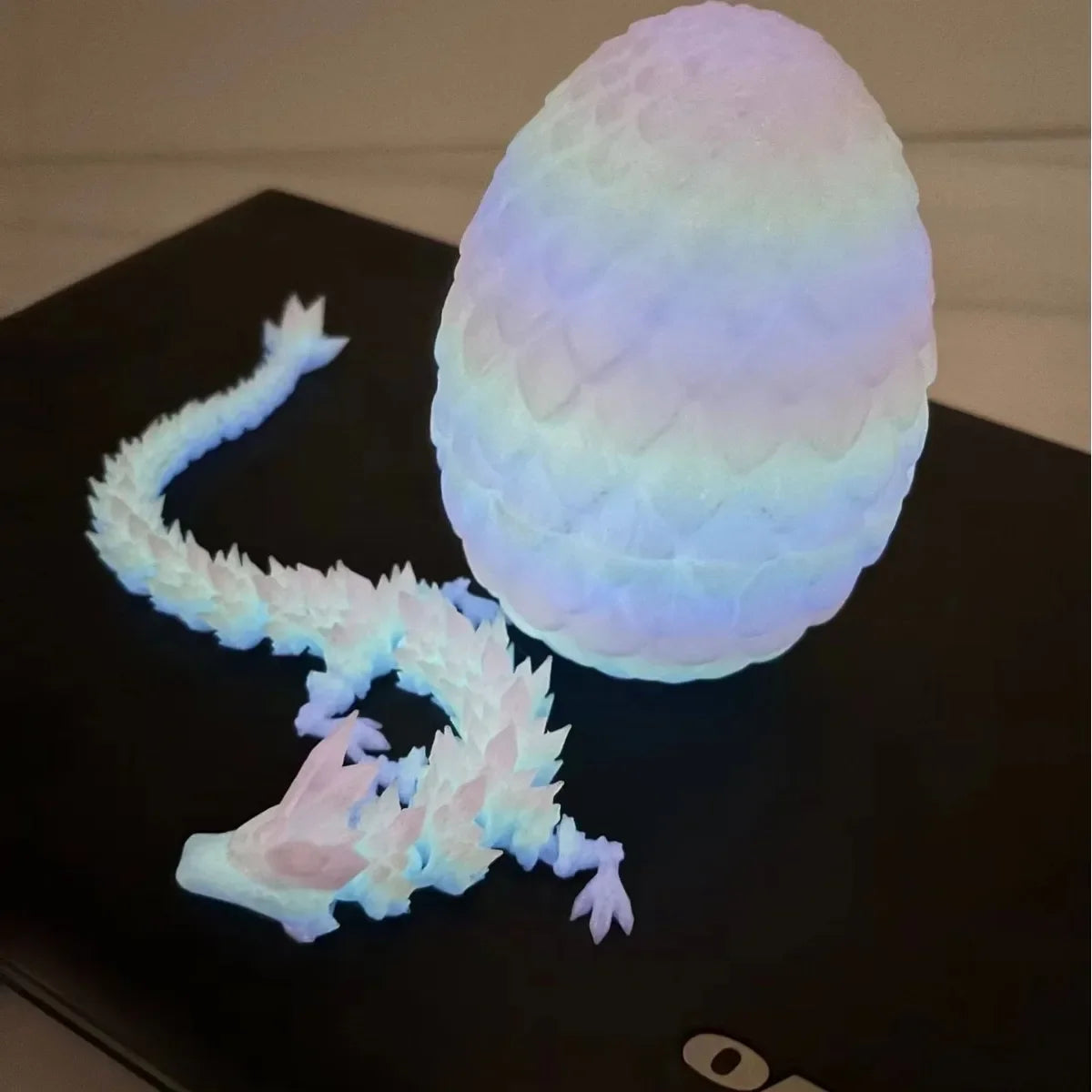 3D Printed Dragon Egg with Dragon Full Articulated Dragon Modle Movable Rotatable Articulated Desktop Ornament Kid Toy