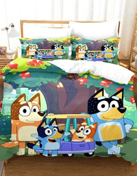 Bluey Kids Bedding Set Kawaii Cartoon Dog Duvet Cover Anime Bingo Pillowcase Kids Comfortable Bed Set Full Twin Queen King
