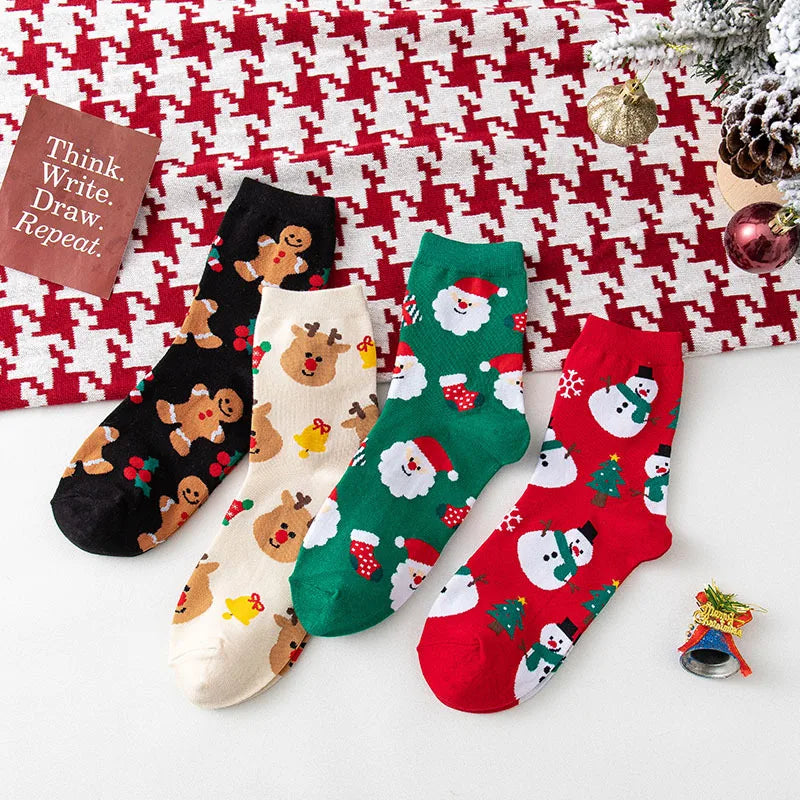 4 Pairs/Lot Children Girls Socks Christmas Socks For Kids Cotton 3-14 Years Comfortable Toddler Leg Warmers Boys Long Socks