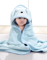 Toddler Bathrobe Infant Bath Towel Boy Girl Blankets Swaddle With Hood Cartoon Coral Fleece Towel Blanket Newborn Kids Bedding
