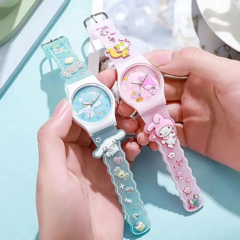 New Sanrio Silicone Watch Kawaii Cartoon Cinnamoroll Hello Kitty Melody Kuromi Quartz Watches Cute Anime Birthday Gifts for Kids