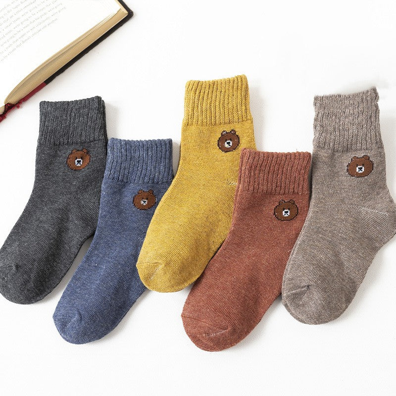 5 Pairs Warm Plush Kids Socks Autumn And Winter Plush Thicken Toddler Boys Girls Cotton Socks 1 to 12 Years Children Socks