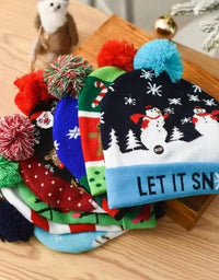 Christmas Hat Year Xmas Party Decor Creative Flashing Led Light Snowman Winter Warm Color Knitted Cap Christmas Gift Christmas
