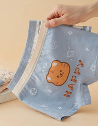 Cotton Kids Underwear 2023 Korean Cartoon Car Boxers for Boys Teenage Plaid Panties Shorts Boy Cute Underpants 2 4 8 12 14 Years
