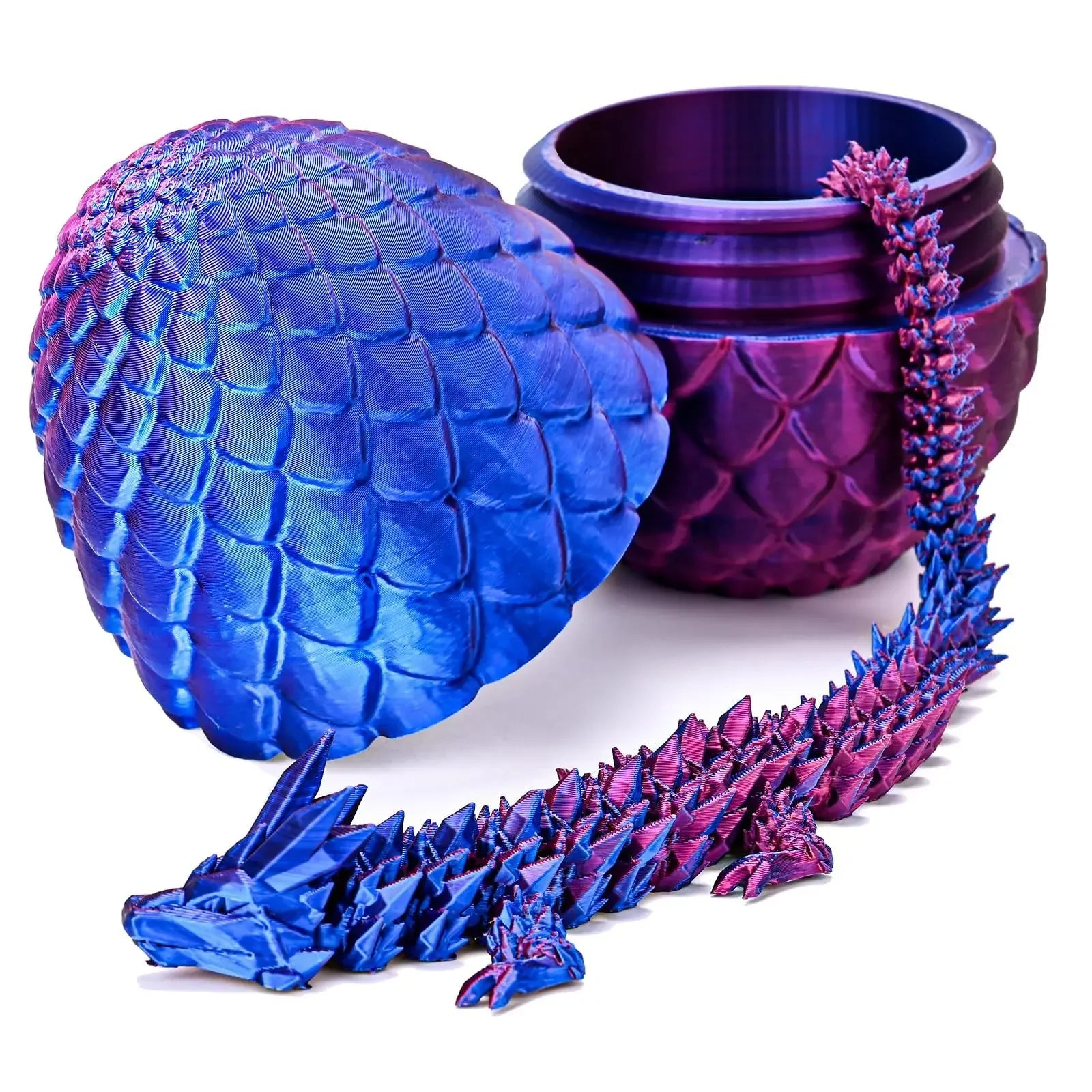 3D Printed Dragon Egg with Dragon Full Articulated Dragon Modle Movable Rotatable Articulated Desktop Ornament Kid Toy