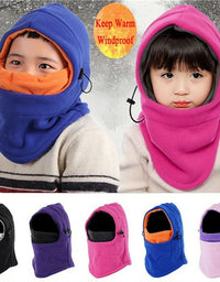 1pc Thermal Neck Warm Full Face Ski Mask Hood Cap Kids Winter Fleece Balaclava Hat Boys Girls Children Cap
