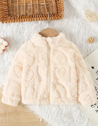 Autumn And Winter Girls' Outerwear Cute Fur Coat Jacket Sweet Solid Color Warm Baby Girl Clothing
