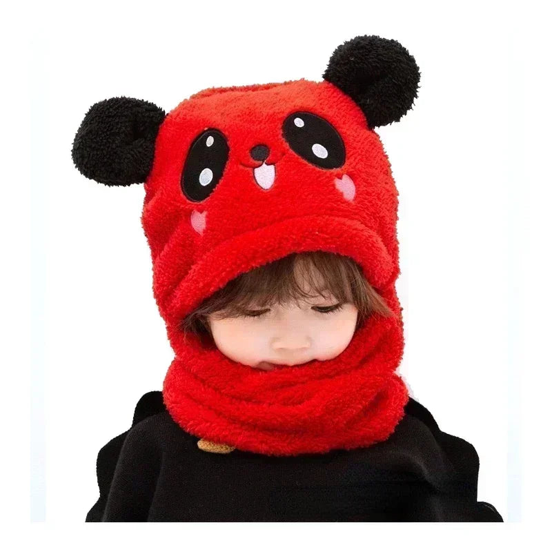 Hat for Girls Boys Scarf Thicken Cap Winter Hat for Kids Newborn Baby Stuff Children Hat Plus Fleece Kids Caps 1-18Years