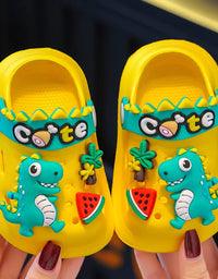 Summer Childrens Slippers Hole Kids Sandals Soft Anti-Skid Cartoon Dinosaur DIY Design Indoor Anti-Slip Boys Girls Beach Shoes
