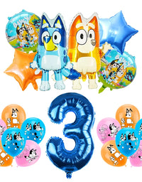 Blueies Birthday Party Decoration Foil Latex Balloon For Kids Event Supplies Blue Dog Disposable Tableware Banner Backdrop
