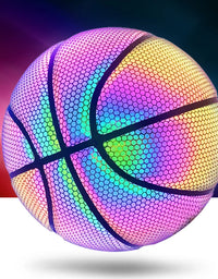 PU Basketball Reflective Ball Glowing Durable Basketball Luminous Luminous Basketballs Gifts Toys For Indoor Outdoor Night Game
