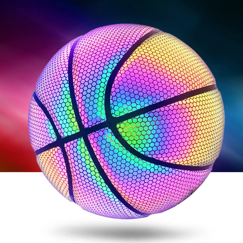 PU Basketball Reflective Ball Glowing Durable Basketball Luminous Luminous Basketballs Gifts Toys For Indoor Outdoor Night Game