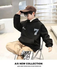 Boys Fashion Hoodies 2024 Autumn Winter Kids Sweatshirts New Handsome  Long Sleeved Clothes Big Children Loose Hooded Tops
