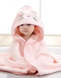 Toddler Bathrobe Infant Bath Towel Boy Girl Blankets Swaddle With Hood Cartoon Coral Fleece Towel Blanket Newborn Kids Bedding
