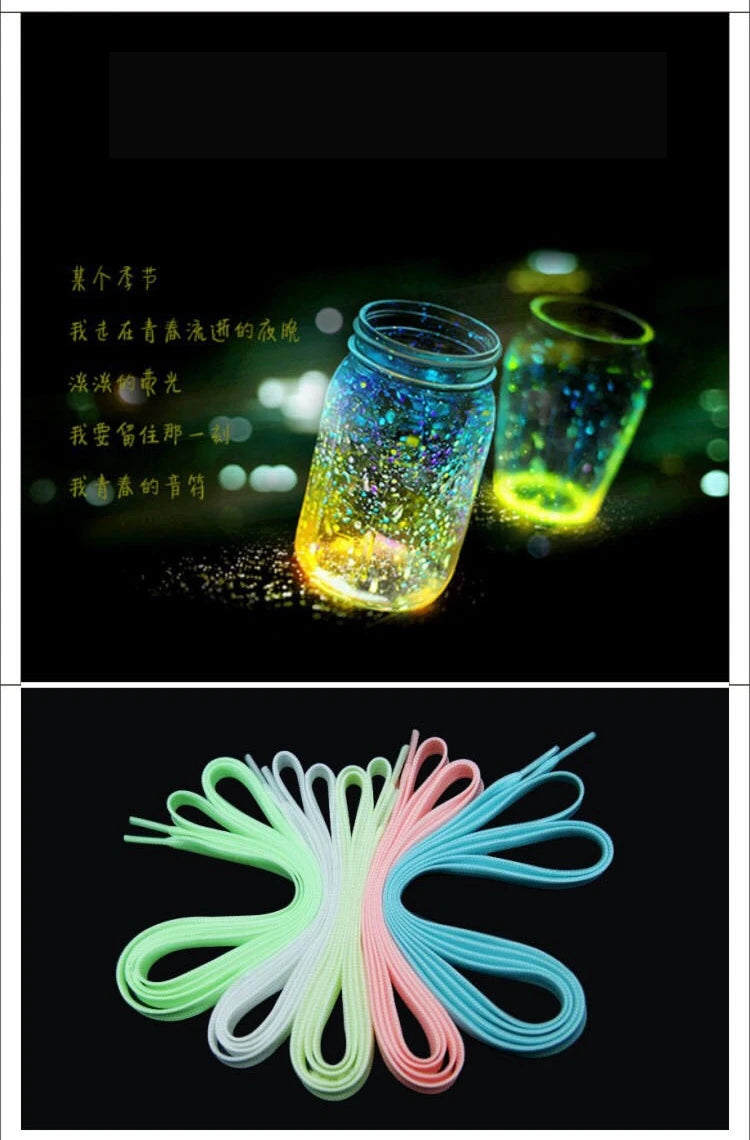 1 Pair Luminous Shoelaces Flat Sneakers Canvas Shoe Laces Glow In The Dark Night Color Fluorescent Shoelace 80/100/120/140cm