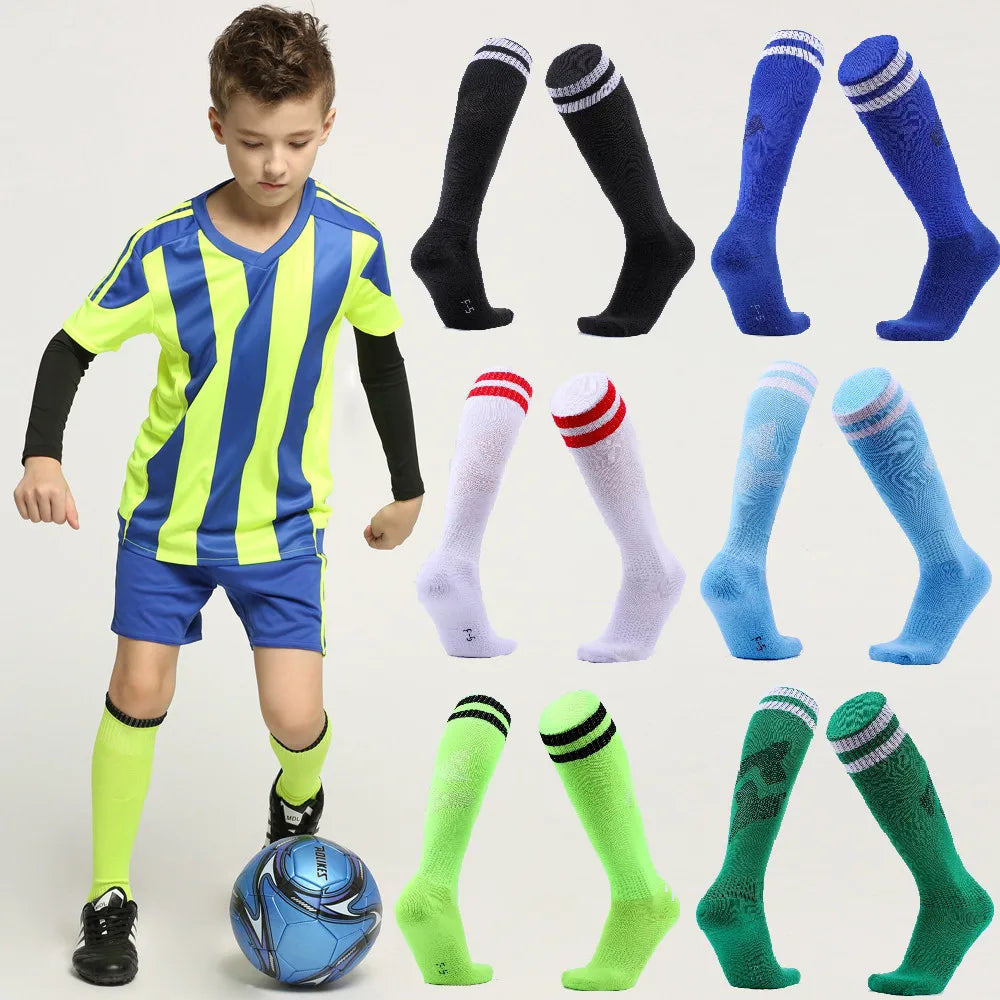 Kids Soccer Football Socks Stockings High Quality Long Tube Knee Cotton Legging Baseball Running Sport Boy Girl Children Socks