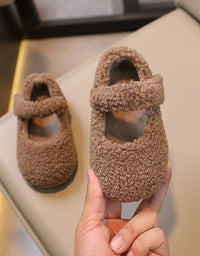 Winter New Children Flat Shoes Fur Cover Toe Light Warm Kids Casual Shoe 2024 Plush Warm Non-slip Leisure Comfy Boys Girls Shoe
