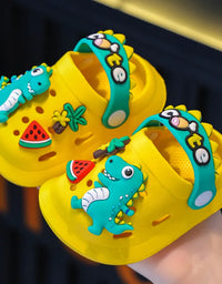 Summer Childrens Slippers Hole Kids Sandals Soft Anti-Skid Cartoon Dinosaur DIY Design Indoor Anti-Slip Boys Girls Beach Shoes
