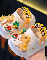 Summer Childrens Slippers Hole Kids Sandals Soft Anti-Skid Cartoon Dinosaur DIY Design Indoor Anti-Slip Boys Girls Beach Shoes
