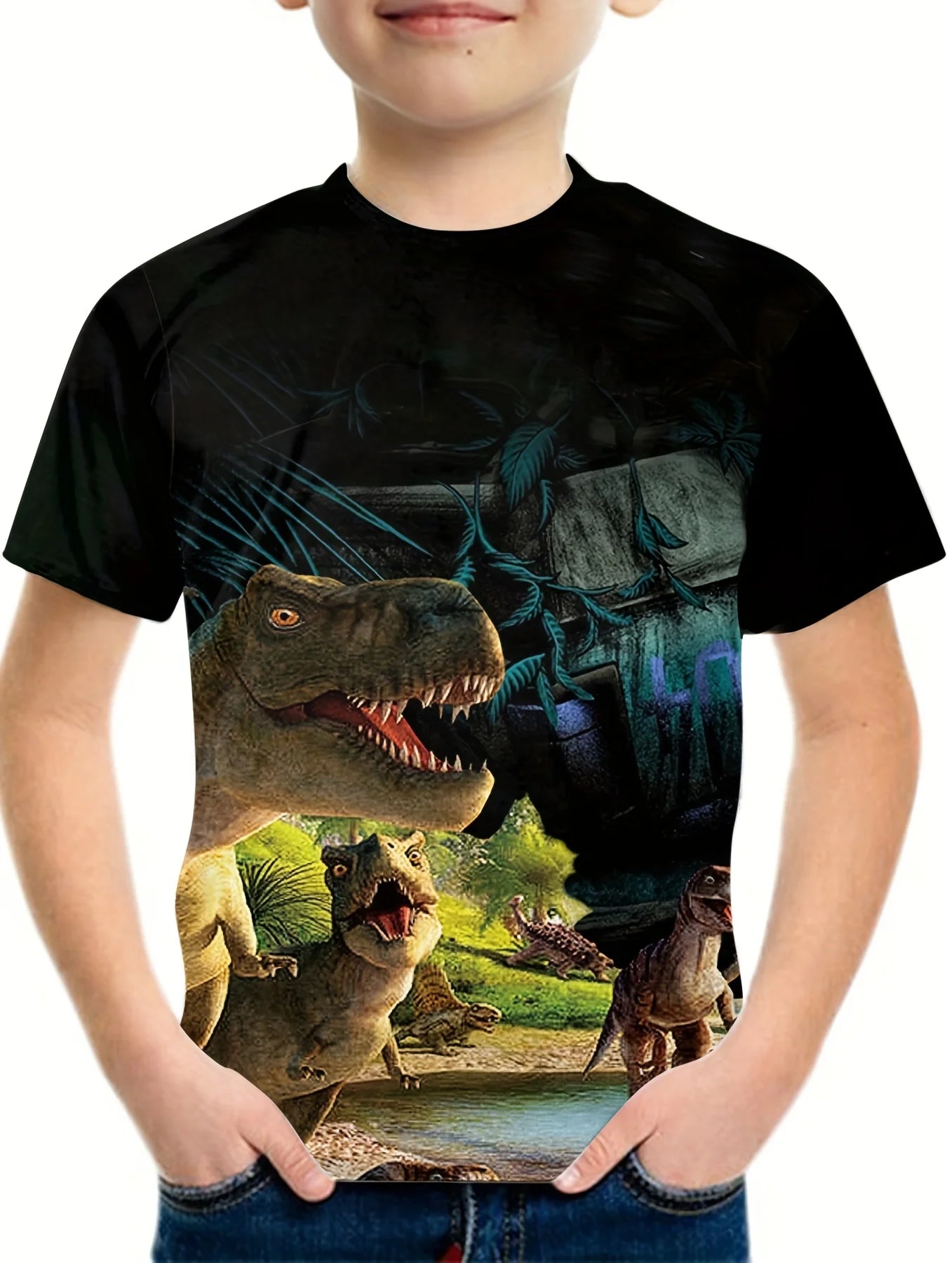 Children's Clothing Boys Tshirt Short Sleeve Child T-Shirt 3D Dinosaur Print Casual Kids Summer Clothes Girls Clothes Tops Tee